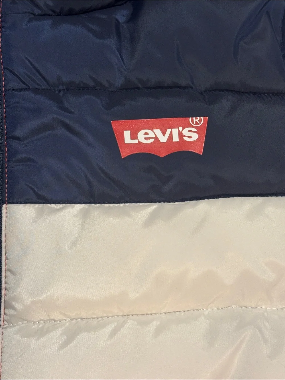 Levi's Red White Blue Puffer Winter Coat size 6/7 Boys Youth Water Resistant